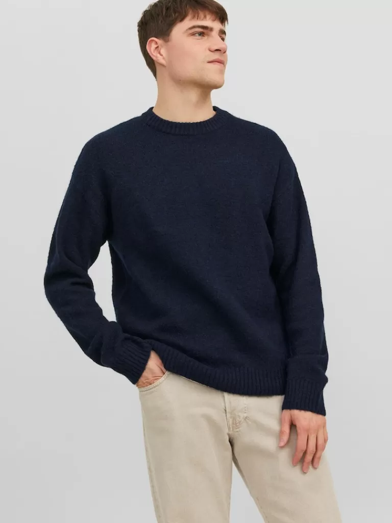 JACK&JONES OLLIE WOOL-BLEND SWEATER Total Eclipse-Men Sweaters &Cardigans