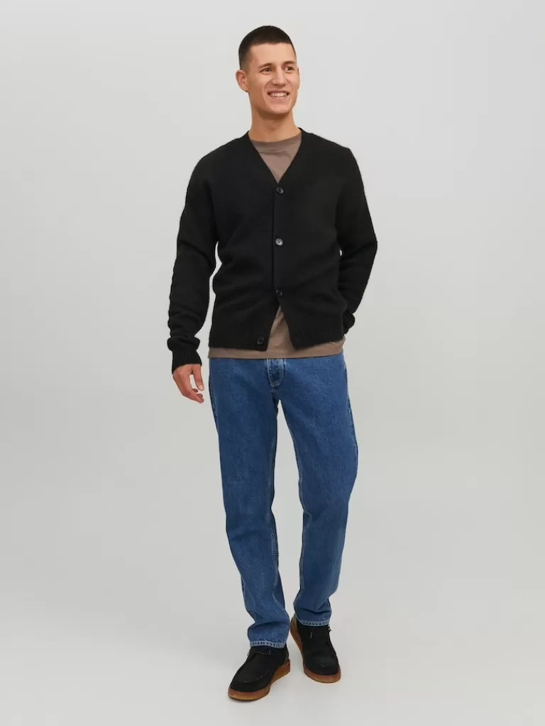 JACK&JONES OLLIE WOOL-BLEND V-NECK CARDIGAN Black-Men Sweaters &Cardigans