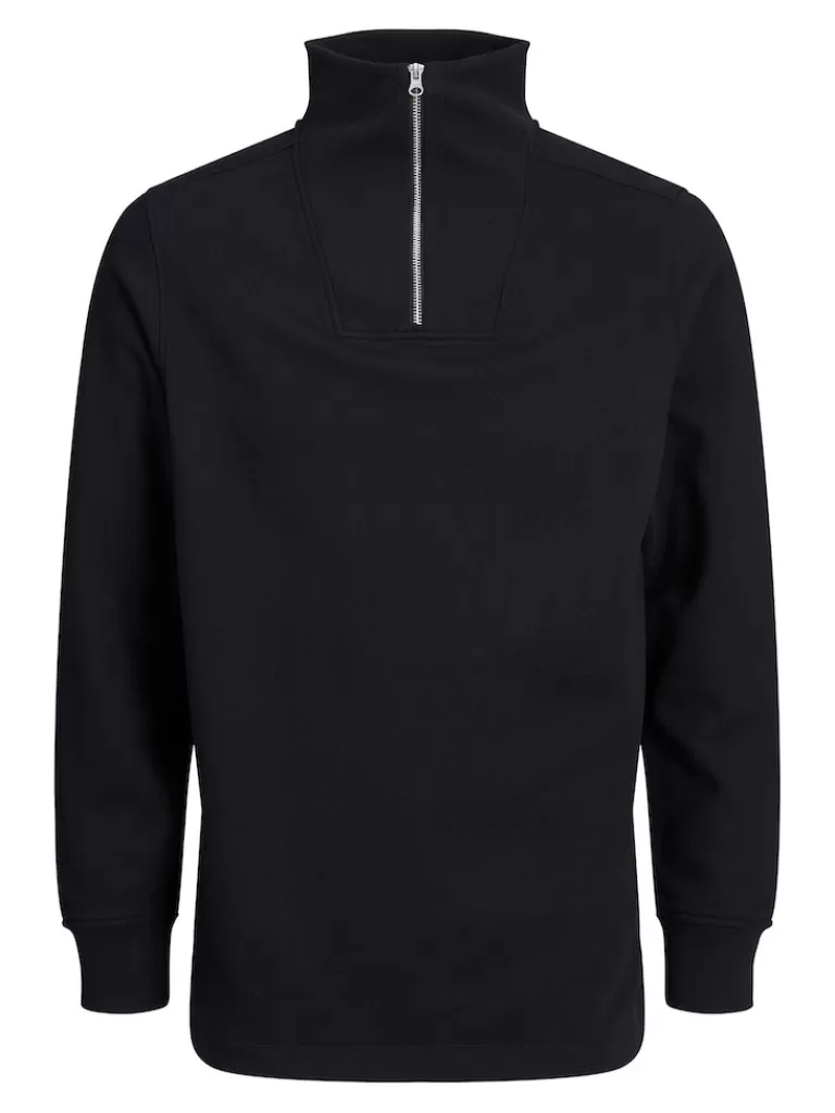 JACK&JONES ONTARIO HIGH NECK QUARTER ZIP SWEATSHIRT Black-Men Sweatshirts &Hoodies