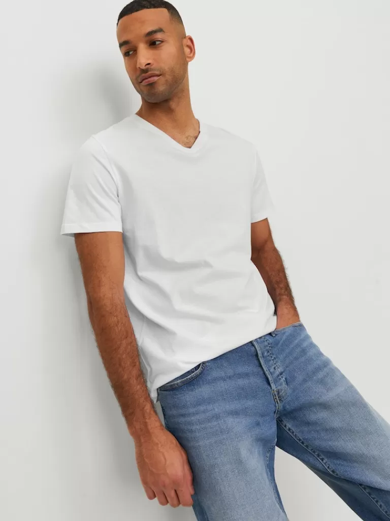 JACK&JONES ORGANIC V-NECK T-SHIRT White-Men T-shirts