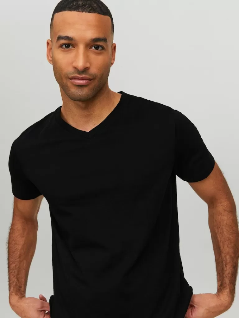 JACK&JONES ORGANIC V-NECK T-SHIRT Black-Men T-shirts