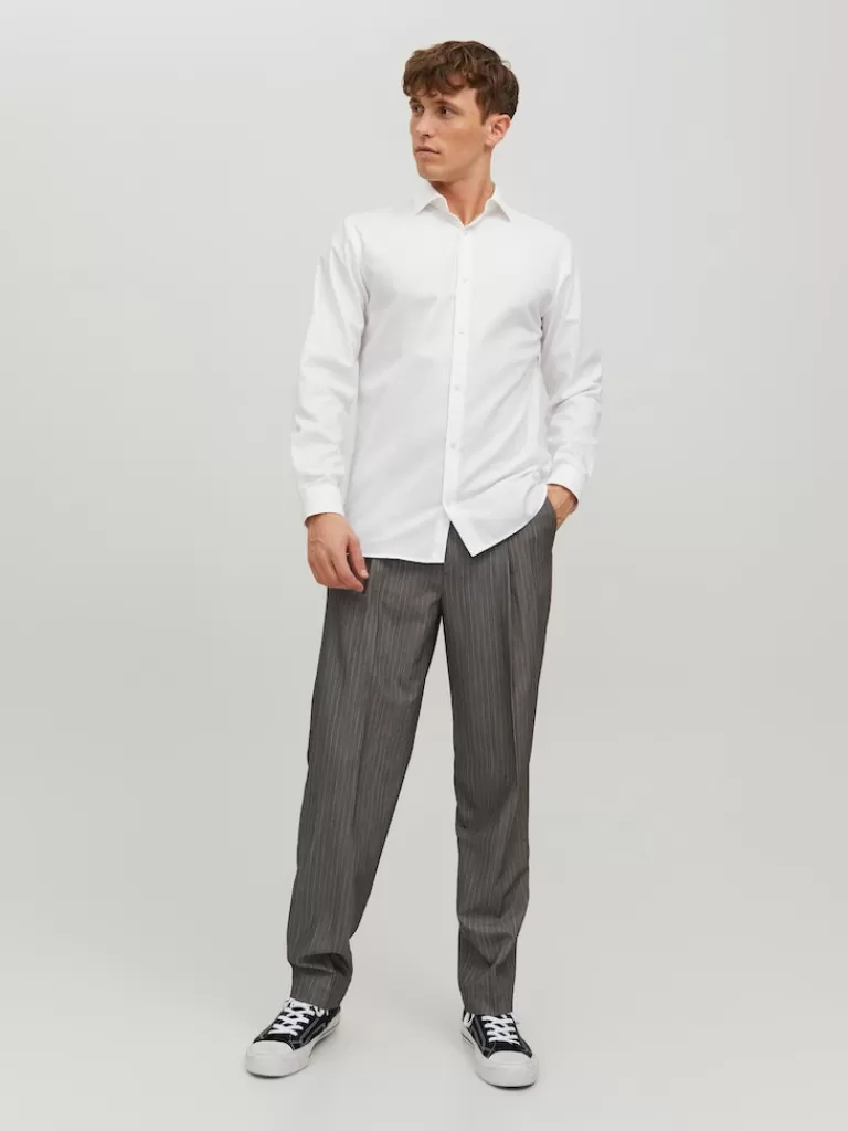 JACK&JONES PARKER LONG SLEEVES SHIRT White-Men Shirts &Overshirts