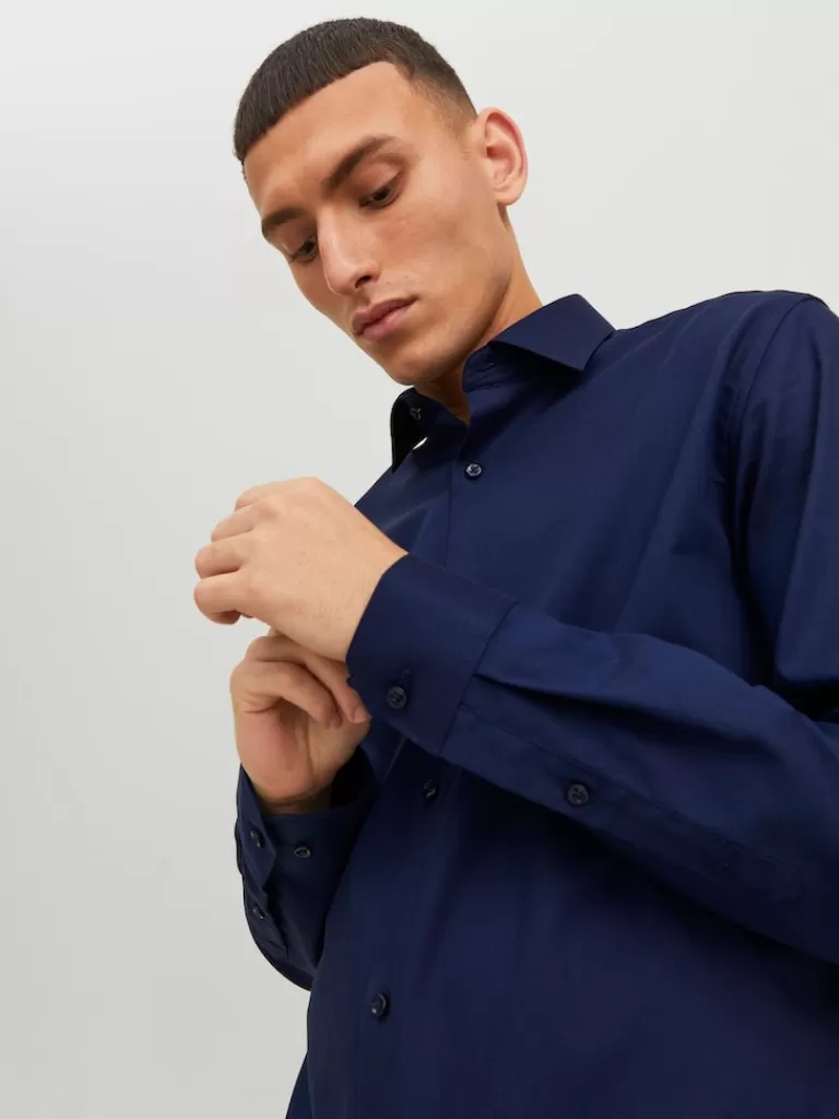 JACK&JONES PARKER LONG SLEEVES SHIRT Perfect Navy-Men Shirts &Overshirts