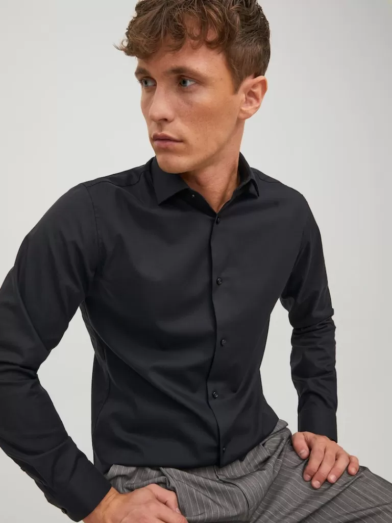 JACK&JONES PARKER LONG SLEEVES SHIRT Black-Men Shirts &Overshirts