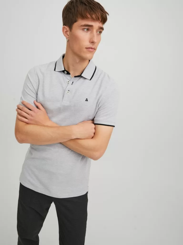 JACK&JONES PAULOS POLO Light Grey Melange-Men Polos | T-shirts