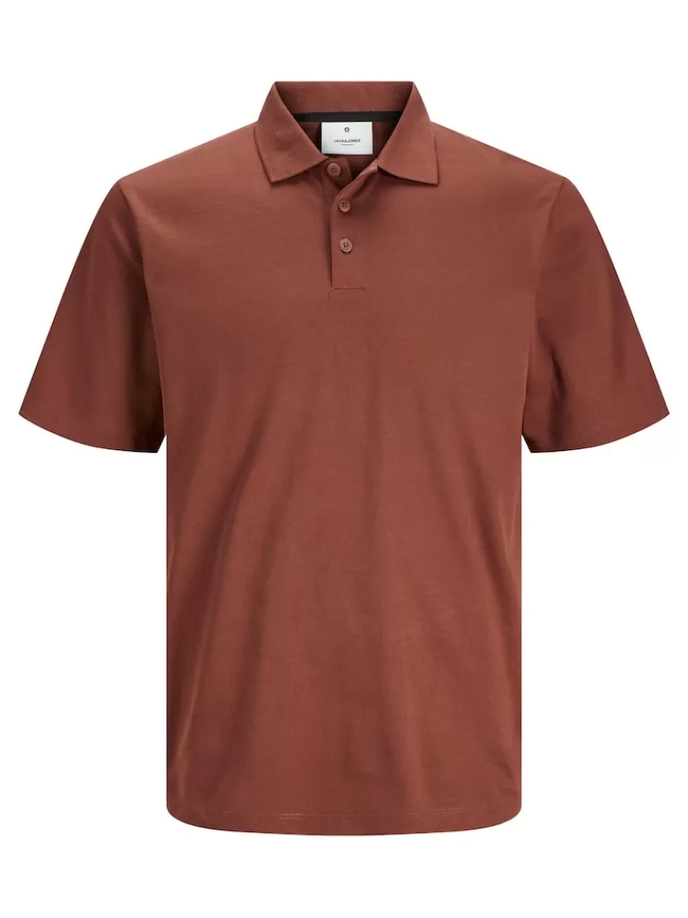 JACK&JONES PAWEL SHORT SLEEVE POLO Cherry Mahogamy-Men Polos