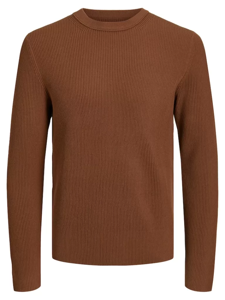 JACK&JONES PERFECT CREW NECK SWEATER Cambridge Brown-Men Sweaters &Cardigans