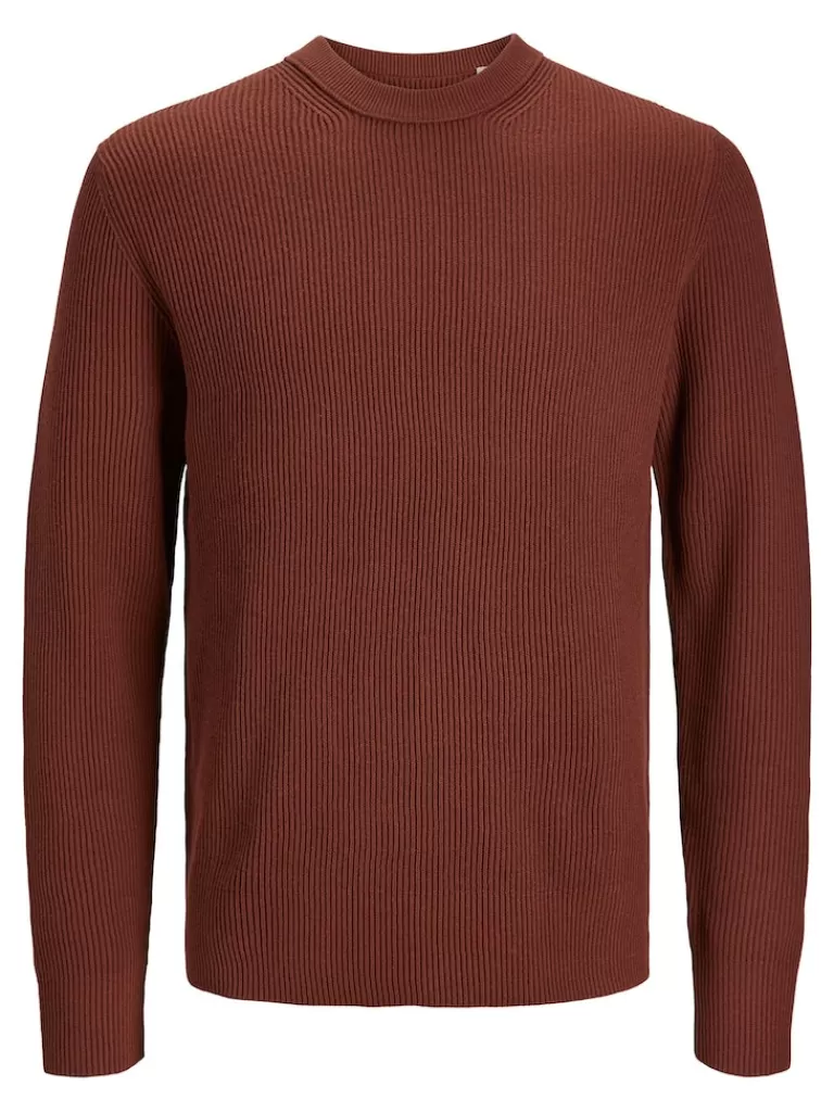 JACK&JONES PERFECT CREW NECK SWEATER Cherry Mahogany-Men Sweaters &Cardigans