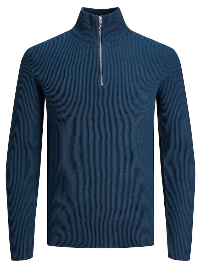 JACK&JONES PERFECT HALF ZIP HIGH NECK SWEATER Titan-Men Sweaters &Cardigans