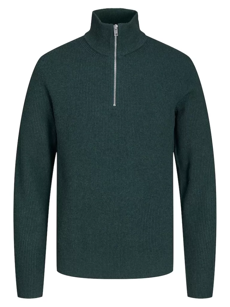 JACK&JONES PERFECT HALF ZIP HIGH NECK SWEATER Green Gables-Men Sweaters &Cardigans