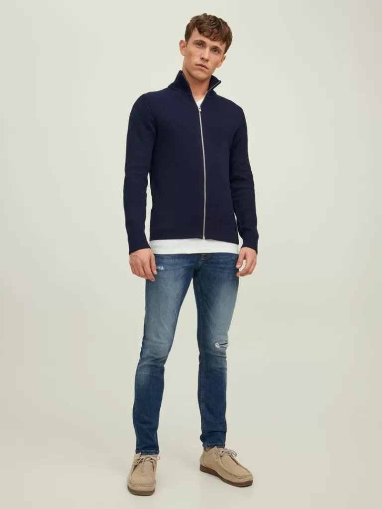 JACK&JONES PERFECT HIGH NECK ZIP CARDIGAN Maritime Blue-Men Sweaters &Cardigans