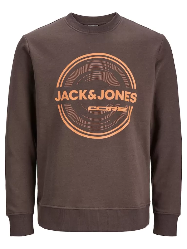 JACK&JONES PILOU PRINT SWEATSHIRT Seal Brown-Men Sweatshirts &Hoodies