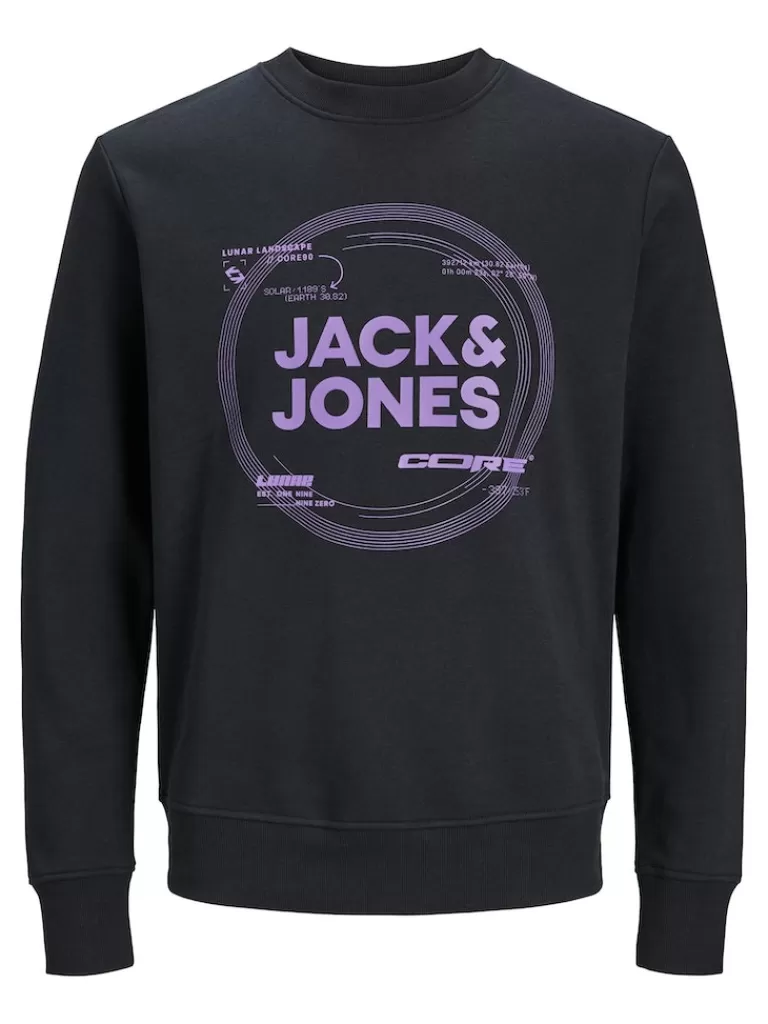 JACK&JONES PILOU PRINT SWEATSHIRT Black-Men Sweatshirts &Hoodies