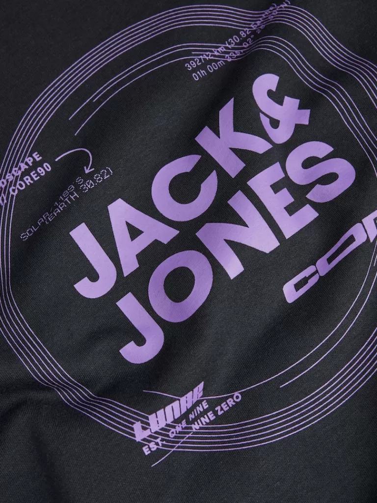 JACK&JONES PILOU PRINT SWEATSHIRT Black-Men Sweatshirts &Hoodies