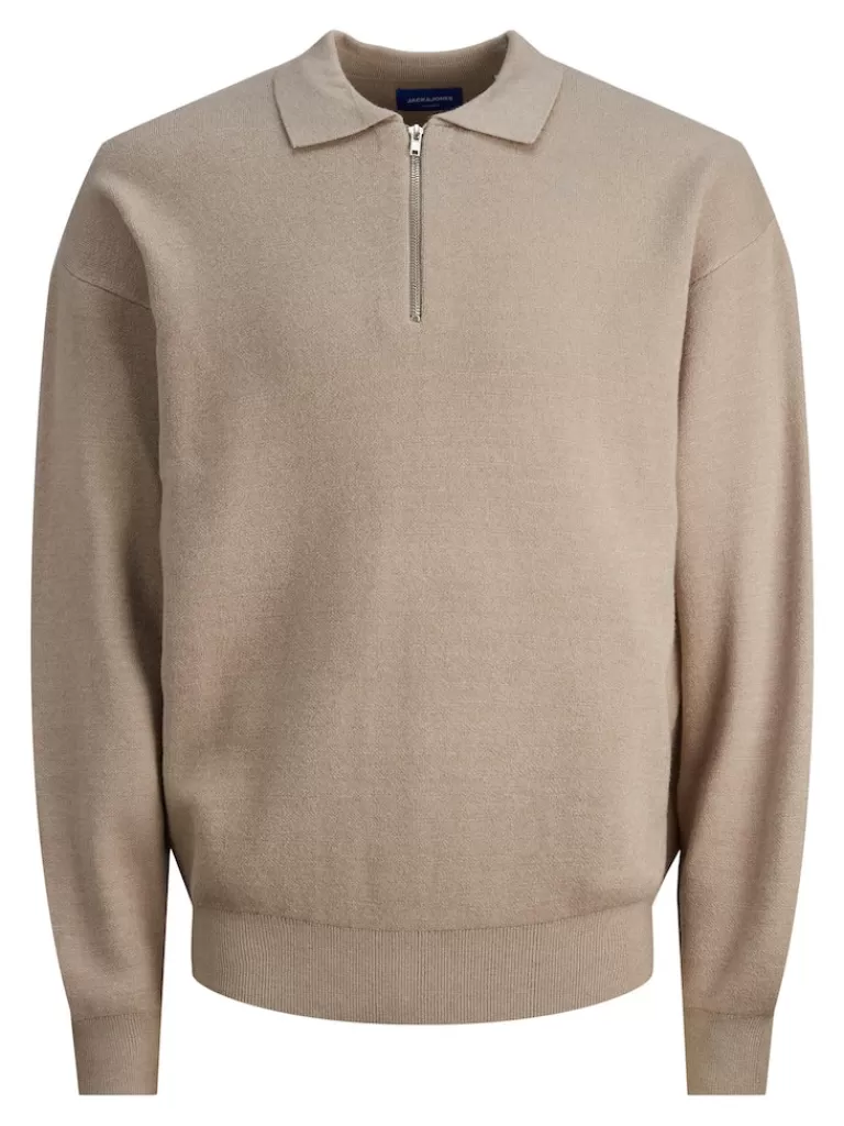 JACK&JONES RAY LONG SLEEVE HALF ZIP POLO Atmosphere-Men Polos | Sweaters &Cardigans