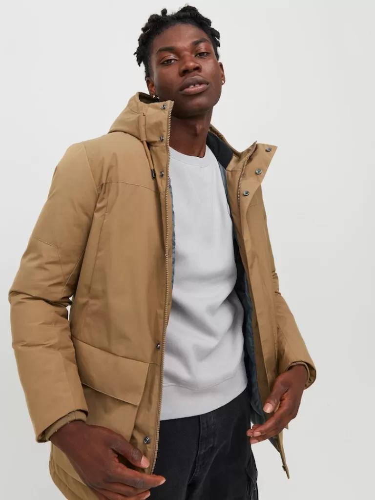 JACK&JONES ROB HOODED PARKA Otter-Men Coats | Parka | Warmest | Outerwear | Jackets &Coats