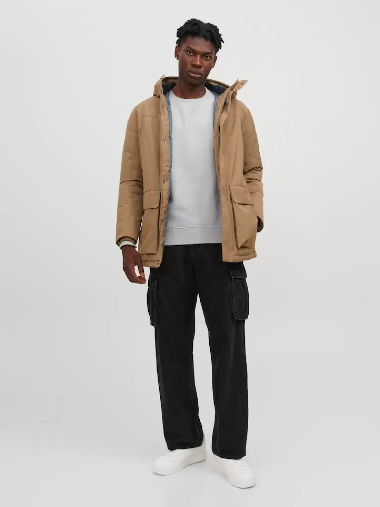 JACK&JONES ROB HOODED PARKA Otter-Men Coats | Parka | Warmest | Outerwear | Jackets &Coats