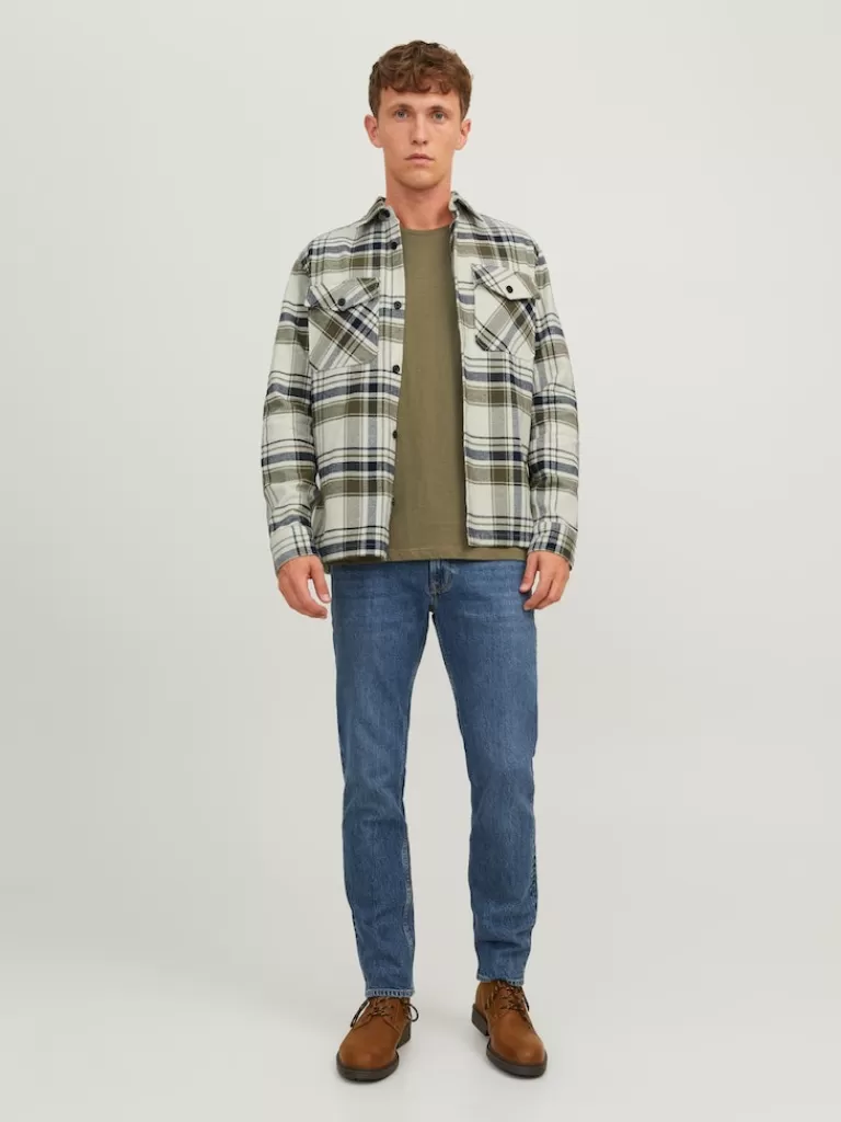 JACK&JONES ROY COMFORT FIT PLAID OVERSHIRT Cloud Dancer-Men Overshirts &Shackets | Outerwear | Shirts &Overshirts