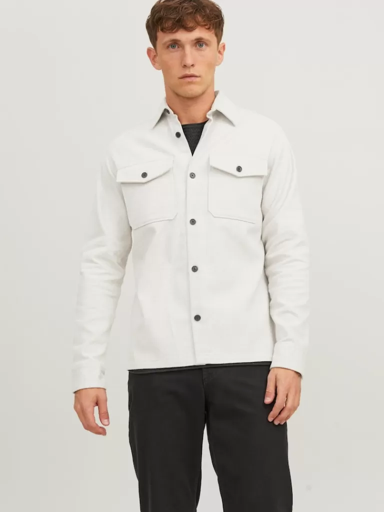 JACK&JONES ROY RELAXED FIT OVERSHIRT White Melange-Men Overshirts &Shackets | Outerwear | Shirts &Overshirts