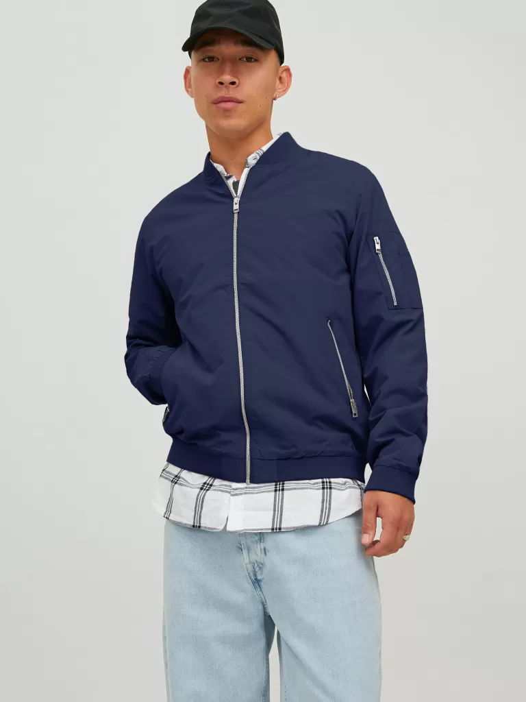 JACK&JONES RUSH BOMBER JACKET Navy Blazer-Men Jackets | Transitional weather | Lightweight | Outerwear | Jackets &Coats