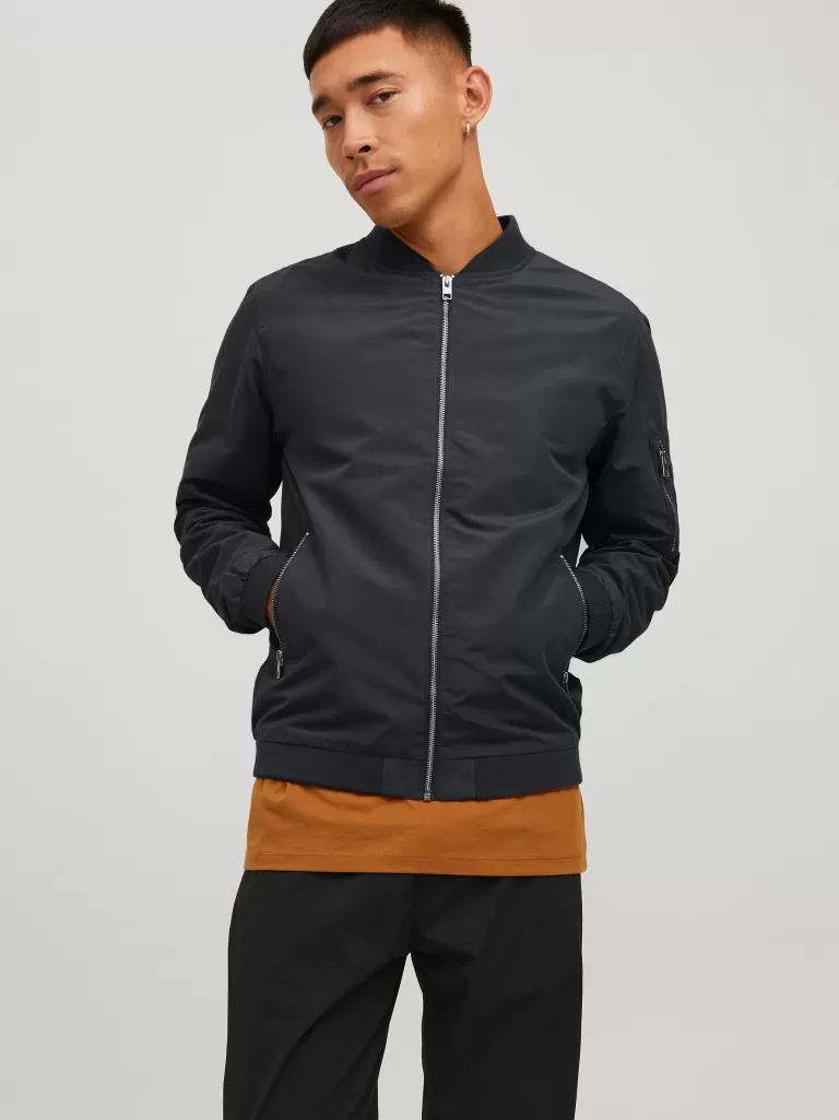 JACK&JONES RUSH BOMBER JACKET Black-Men Jackets | Transitional weather | Lightweight | Outerwear | Jackets &Coats