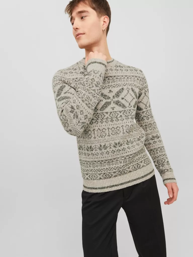 JACK&JONES RYAN GEO PATTERN SWEATER Island Fossil-Men Sweaters &Cardigans