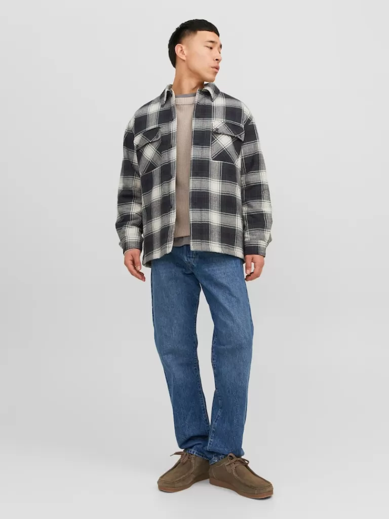 JACK&JONES SILVER RELAXED FIT PLAID OVERSHIRT Dark Navy-Men Overshirts &Shackets | Outerwear | Shirts &Overshirts