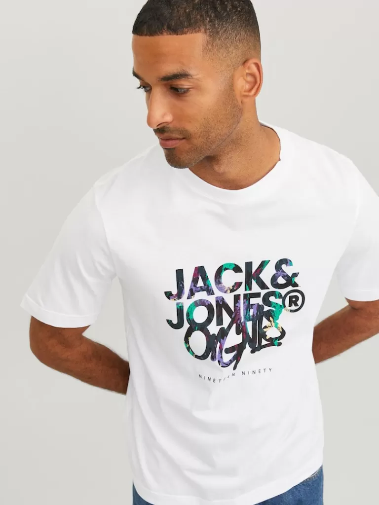 JACK&JONES SILVERLAKE PRINT T-SHIRT Bright White-Men T-shirts