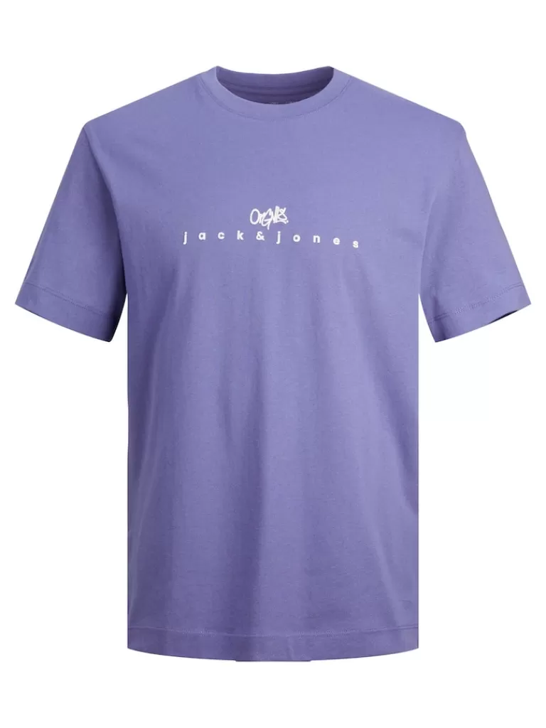 JACK&JONES SILVERLAKE RELAXED FIT PRINT T-SHIRT Twilight Purple-Men T-shirts