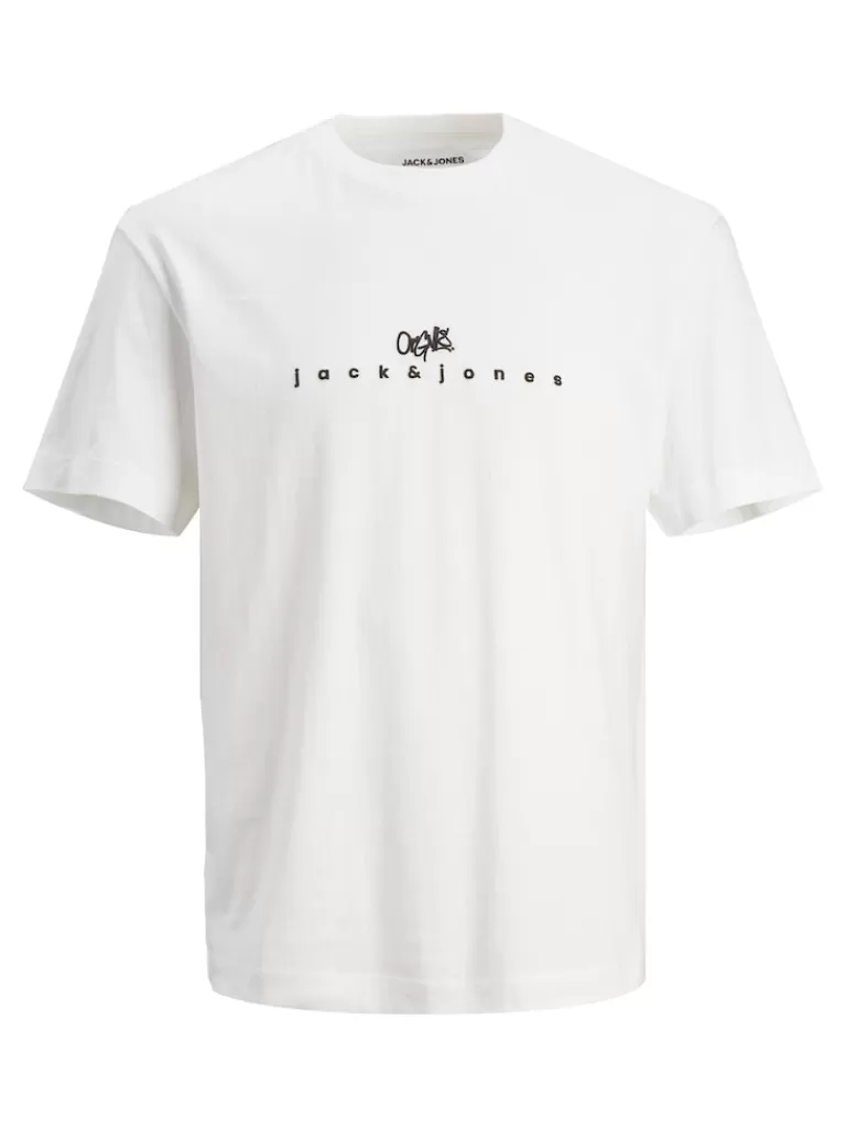 JACK&JONES SILVERLAKE RELAXED FIT PRINT T-SHIRT Bright White-Men T-shirts