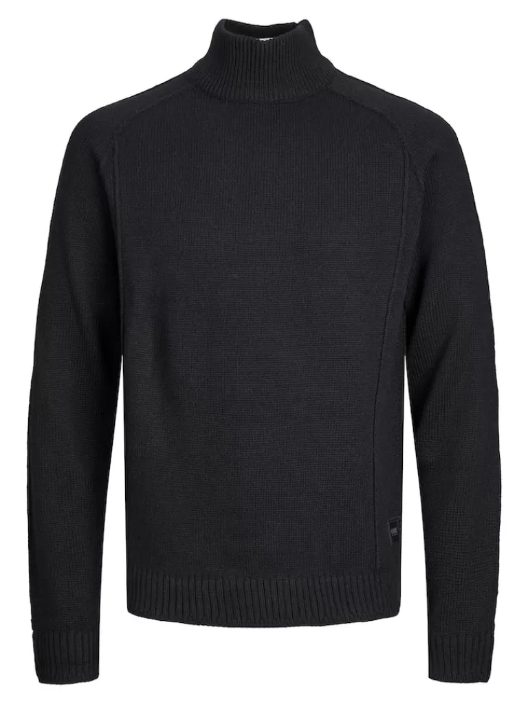 JACK&JONES SPACE HIGH NECK SWEATER Black-Men Sweaters &Cardigans