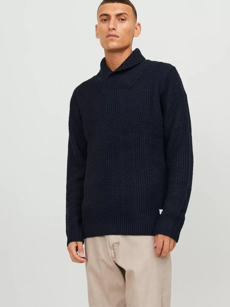 JACK&JONES STANDFORD SHAWL NECK SWEATER Navy Blazer-Men Sweaters &Cardigans