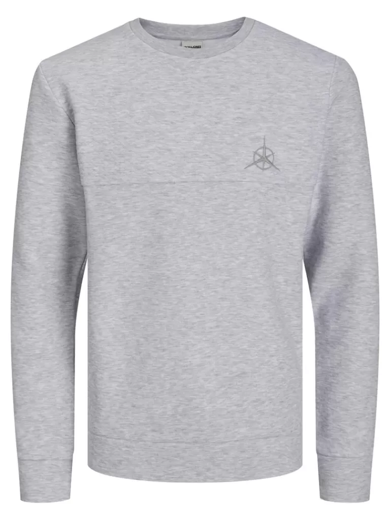 JACK&JONES STAPLE QUILTED SWEATSHIRT Light Grey Melange-Men Sweatshirts &Hoodies