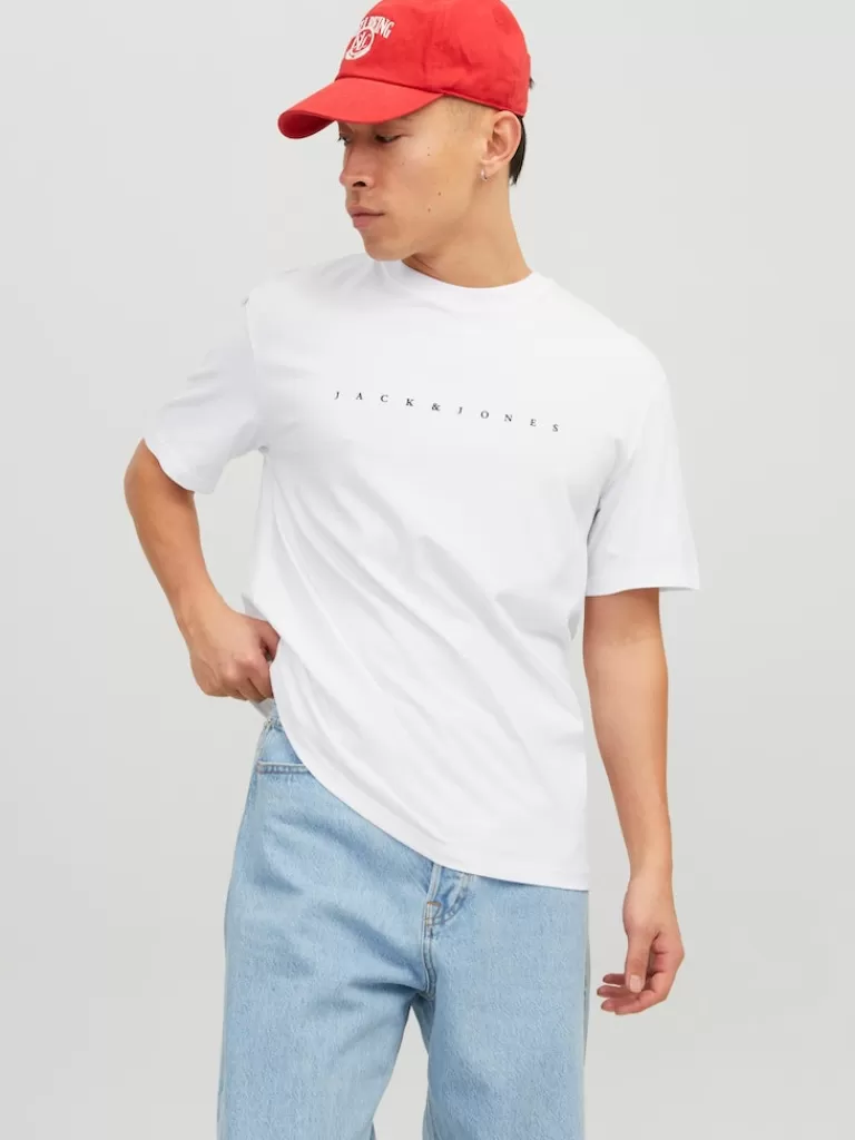 JACK&JONES STAR LOGO PRINT T-SHIRT White-Men T-shirts