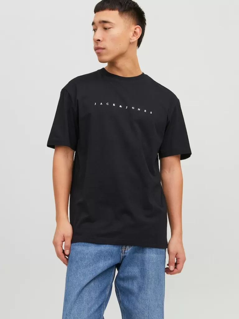 JACK&JONES STAR LOGO PRINT T-SHIRT Black-Men T-shirts