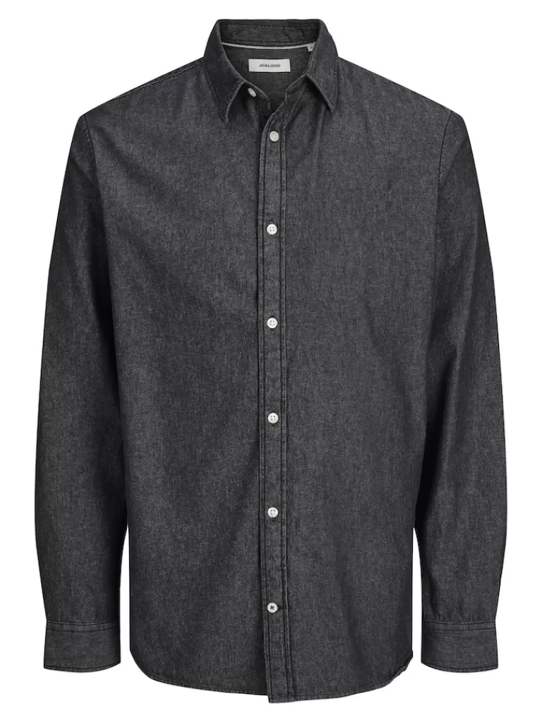 JACK&JONES TEXAS LONG SLEEVE DENIM SHIRT Black Denim-Men Shirts &Overshirts