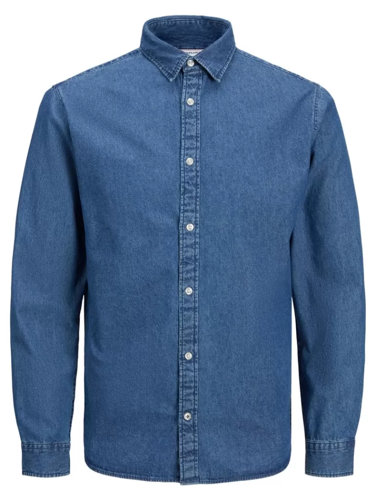 JACK&JONES TEXAS LONG SLEEVE DENIM SHIRT Medium Blue Denim-Men Shirts &Overshirts