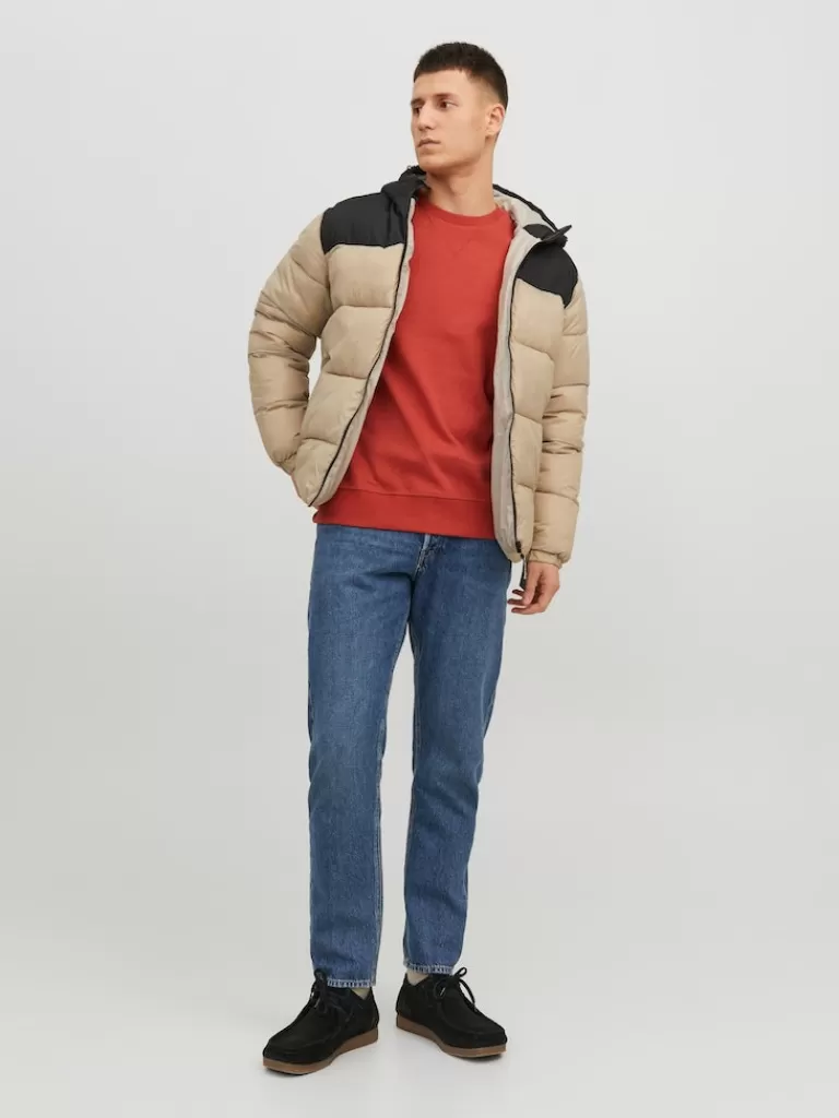 JACK&JONES TOBY HOODED PUFFER JACKET Crockery-Men Jackets | Puffer Jackets | Warm | Outerwear | Jackets &Coats