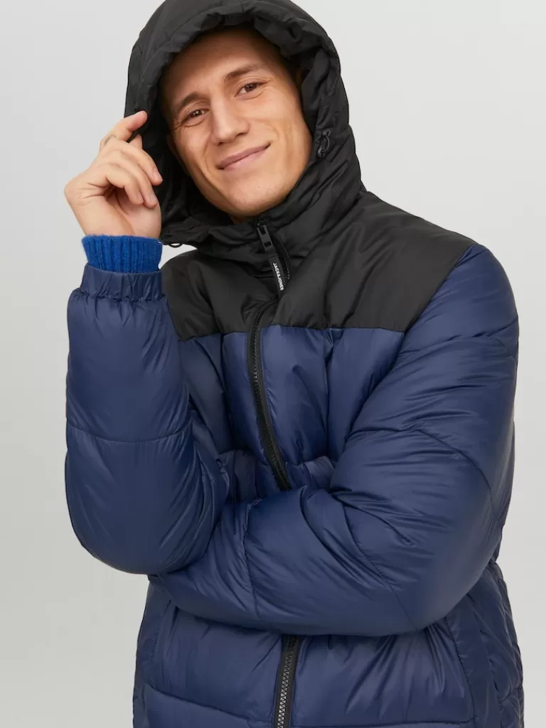 JACK&JONES TOBY HOODED PUFFER JACKET Navy Blazer-Men Jackets | Puffer Jackets | Warm | Outerwear | Jackets &Coats