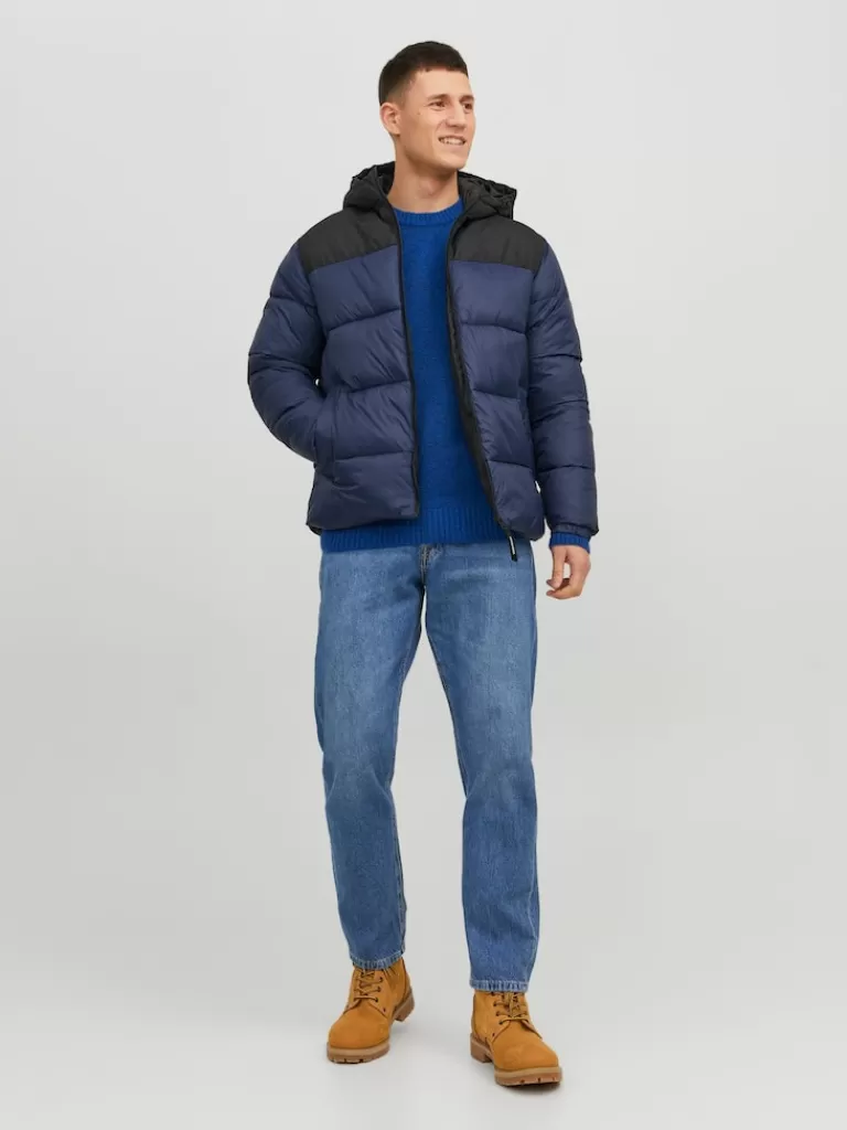 JACK&JONES TOBY HOODED PUFFER JACKET Navy Blazer-Men Jackets | Puffer Jackets | Warm | Outerwear | Jackets &Coats