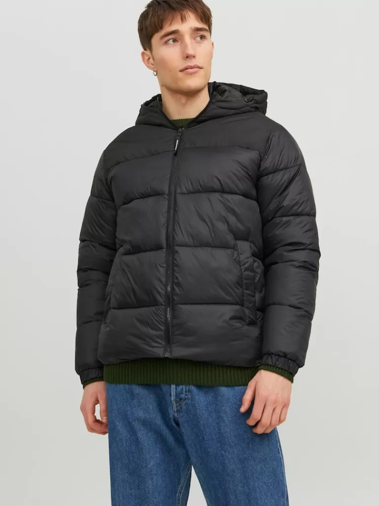 JACK&JONES TOBY HOODED PUFFER JACKET Black-Men Jackets | Puffer Jackets | Warm | Outerwear | Jackets &Coats