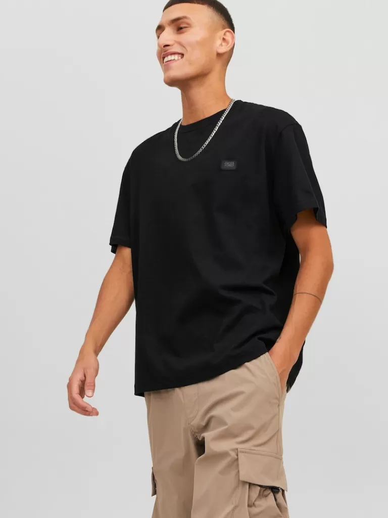 JACK&JONES TWILL RELAXED FIT T-SHIRT Black-Men T-shirts