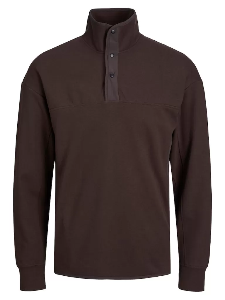 JACK&JONES UTILITY HIGH NECK SWEATSHIRT Seal Brown-Men Sweatshirts &Hoodies