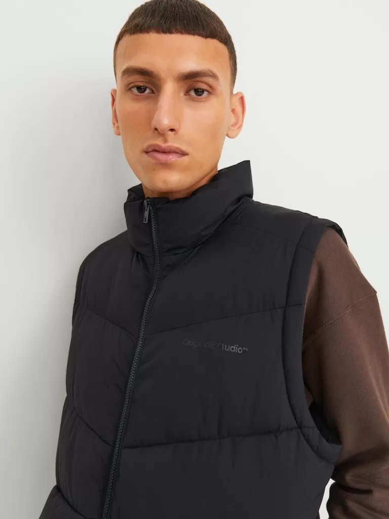 JACK&JONES VESTERBRO HIGH NECK PUFFER VEST Black-Men Jackets | Transitional weather | Puffer Jackets | Vests & Bodywarmers | Lightweight | Outerwear | Jackets &Coats