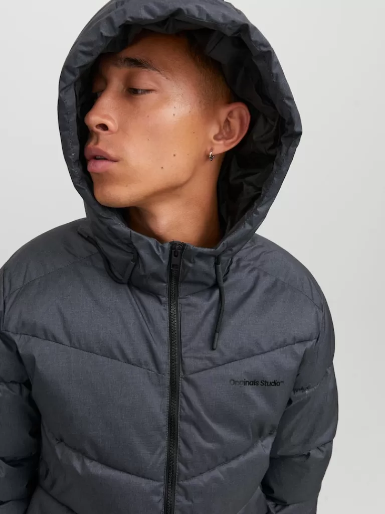 JACK&JONES VESTERBRO HOODED PUFFER JACKET Dark Grey Melange-Men Jackets | Puffer Jackets | Warm | Outerwear | Jackets &Coats