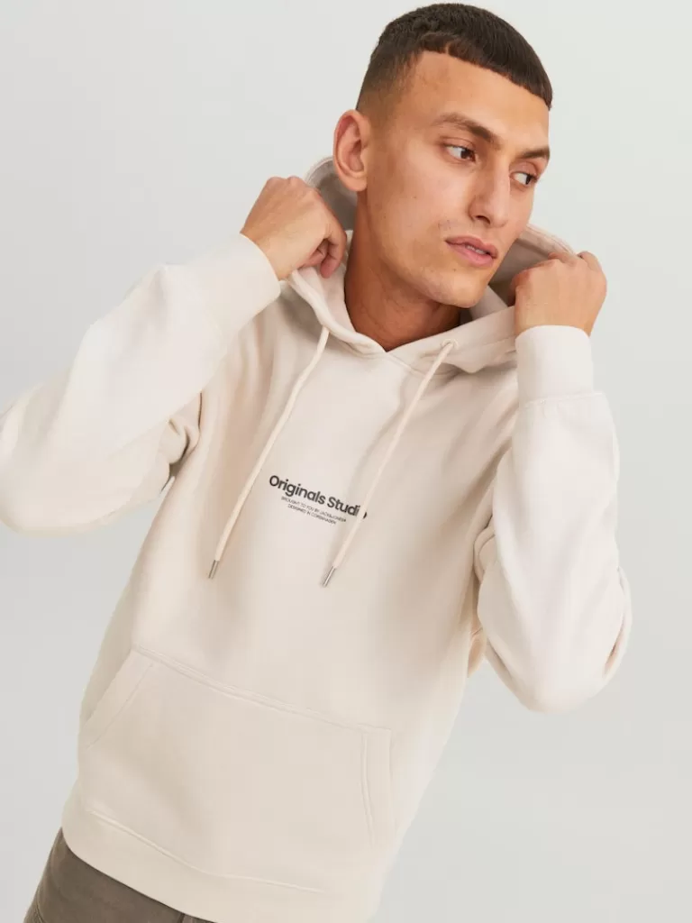 JACK&JONES VESTERBRO RELAXED FIT PRINT HOODIE Moonbeam-Men Sweatshirts &Hoodies