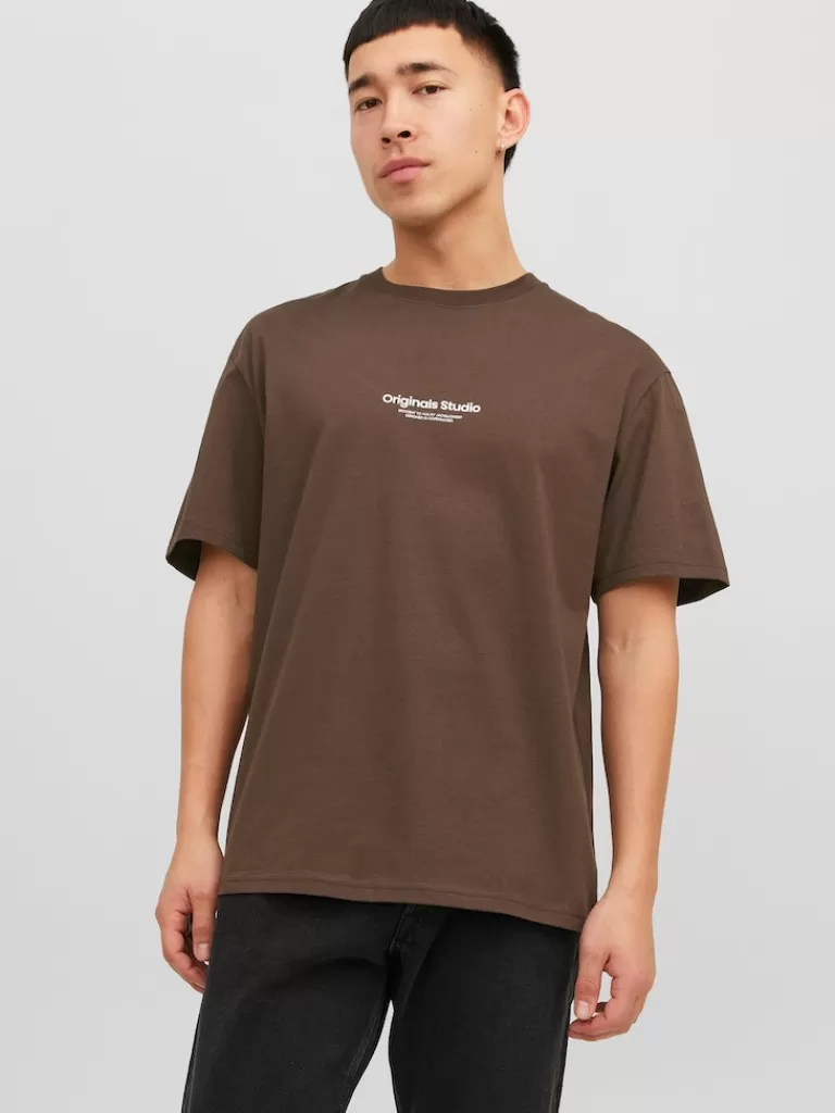 JACK&JONES VESTERBRO RELAXED FIT PRINT T-SHIRT Chocolate Brown-Men T-shirts