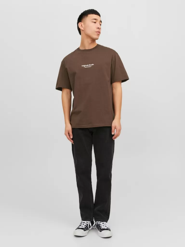 JACK&JONES VESTERBRO RELAXED FIT PRINT T-SHIRT Chocolate Brown-Men T-shirts