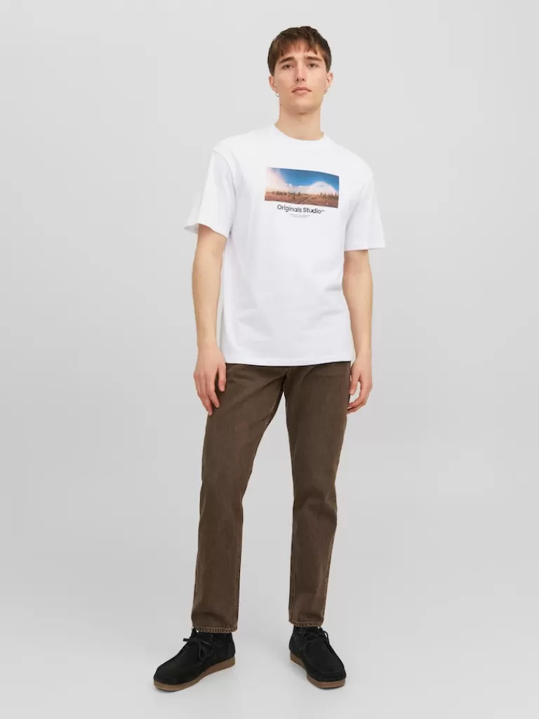 JACK&JONES VESTERBRO RELAXED FIT PRINT T-SHIRT Bright White-Men T-shirts