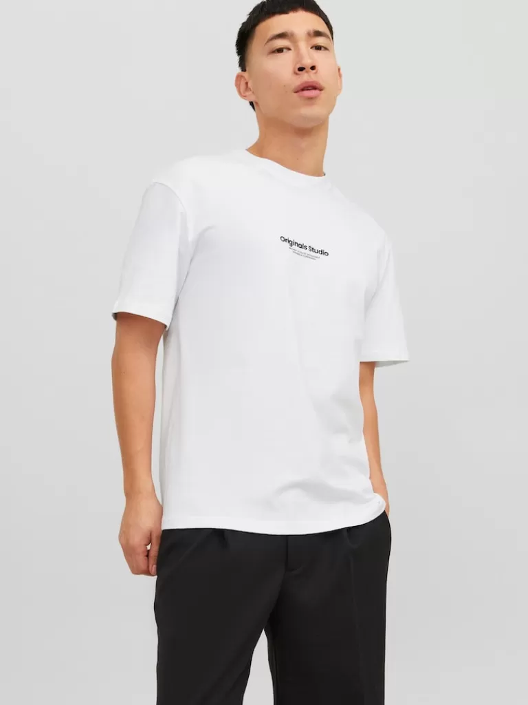 JACK&JONES VESTERBRO RELAXED FIT PRINT T-SHIRT Bright White-Men T-shirts